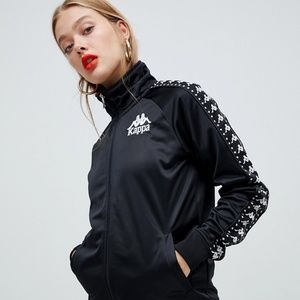 Kappa Synthetic Tracksuit Jacket With Popper Sleeves And Banda Logo Taping